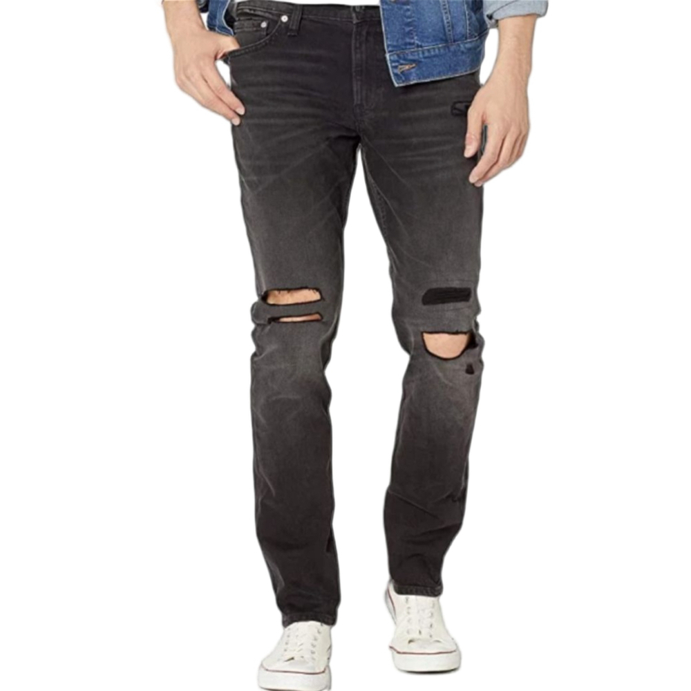 Calvin Klein Jeans Mens Slim Fit Distressed Black Denim 32x30 Ripped Dark Wash - Picture 2 of 16